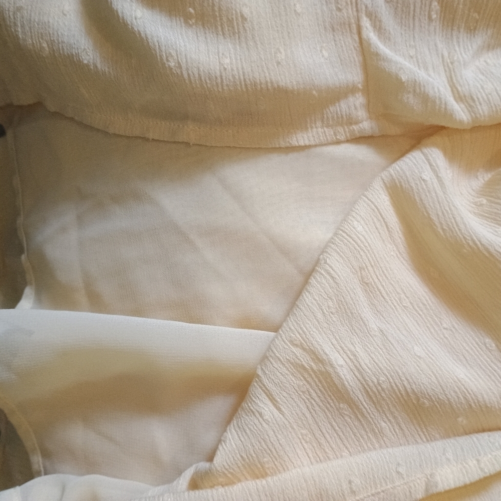 American Eagle Butter Yellow Gauze Mini‎ Dress Small Tiered Lined Boho... - Picture 9 of 11